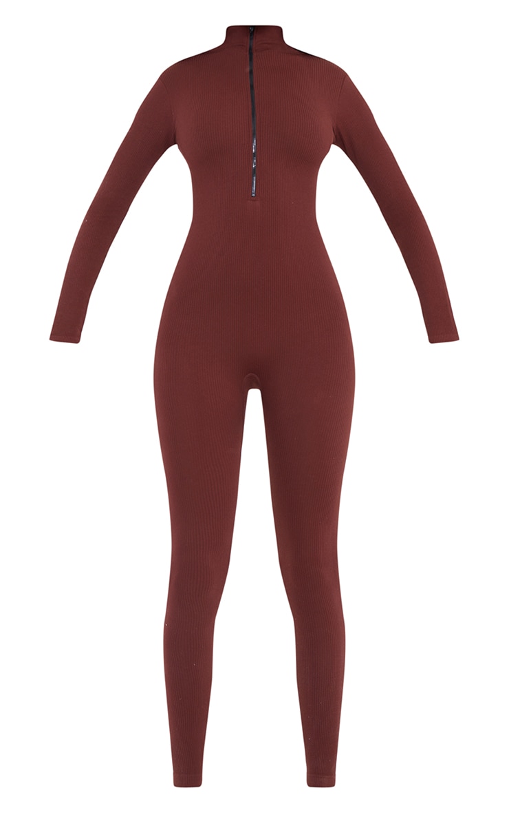 Tall Chocolate Structured Contour Rib Jumpsuit image 5