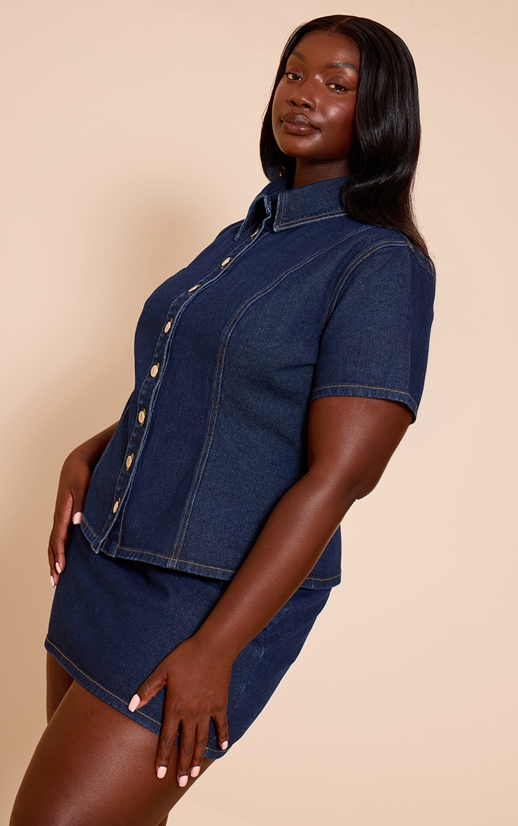 Plus Indigo Denim Mini Skirt image 4