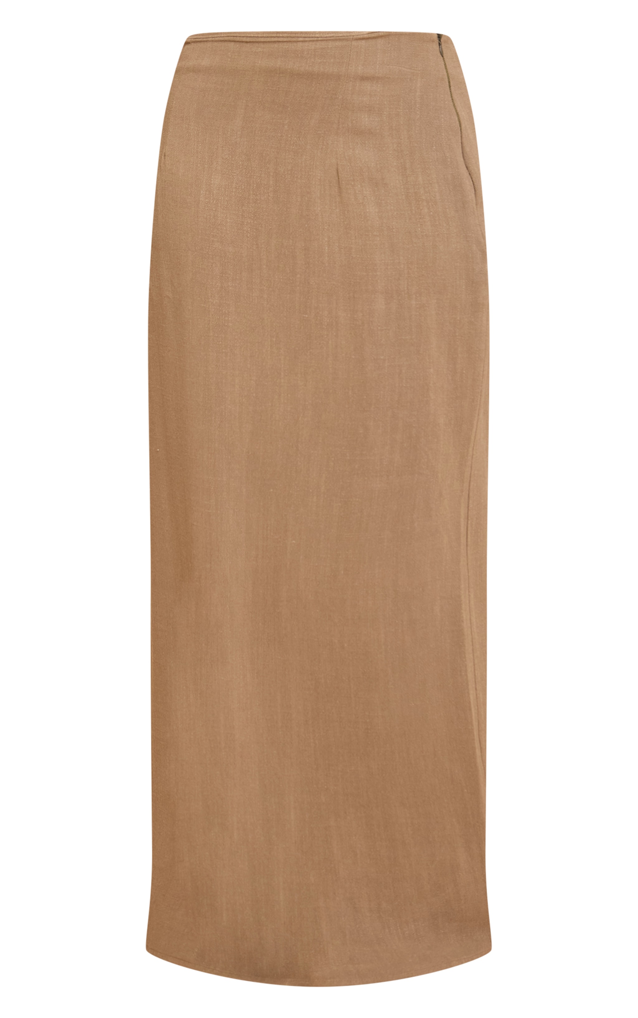 Khaki Textured Floaty Mid Rise Maxi Skirt image 5