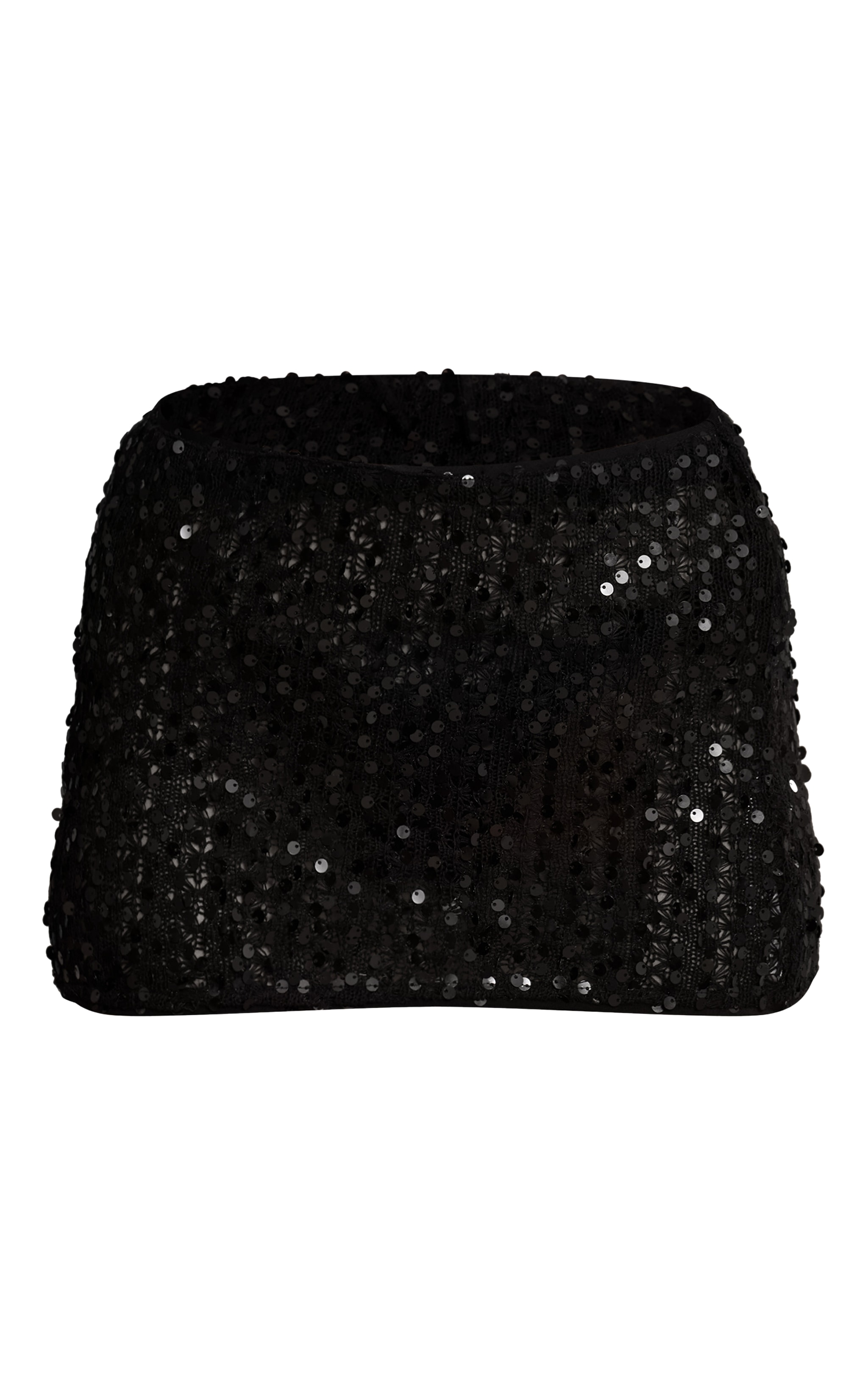 Black Sequin Knit Mini Beach Skirt image 6
