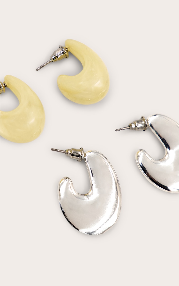 Butter Yellow Chunky Flat Hoop with Teardrop Multi-Pack image 3