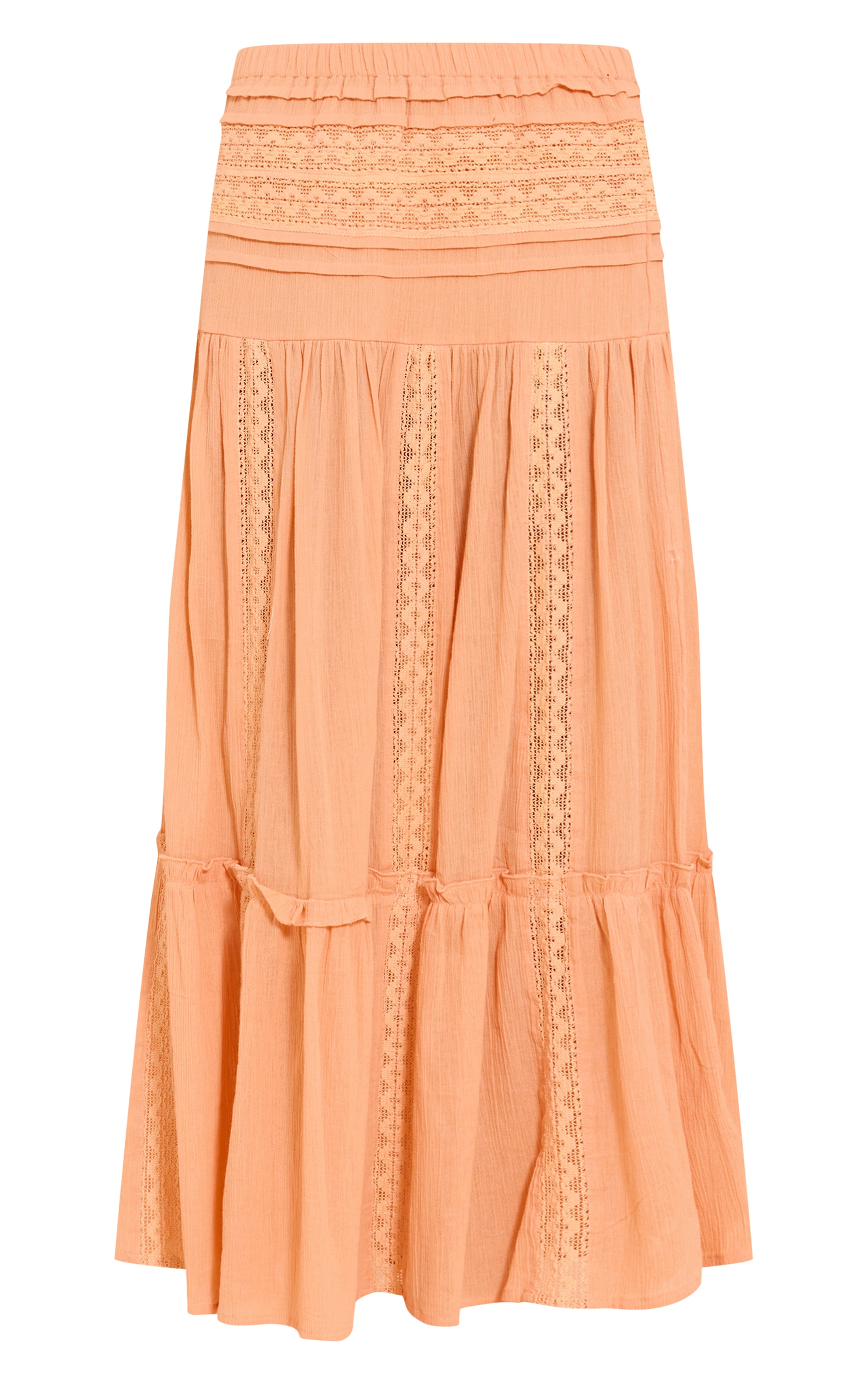 Apricot Cheesecloth And Broiderie Paneled Maxi Skirt image 5