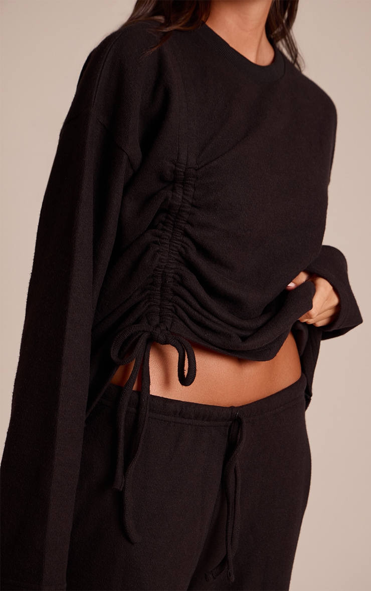 Black Super Soft Ruched Side Top image 4