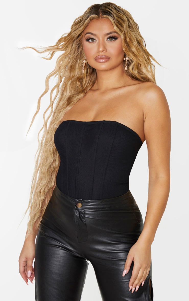Body bandeau style corset en mesh noir