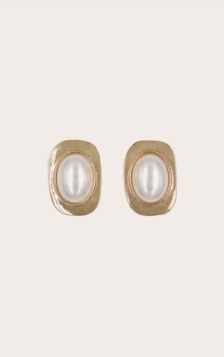 Gold Rectangular Enamel Stud Earrings image 3