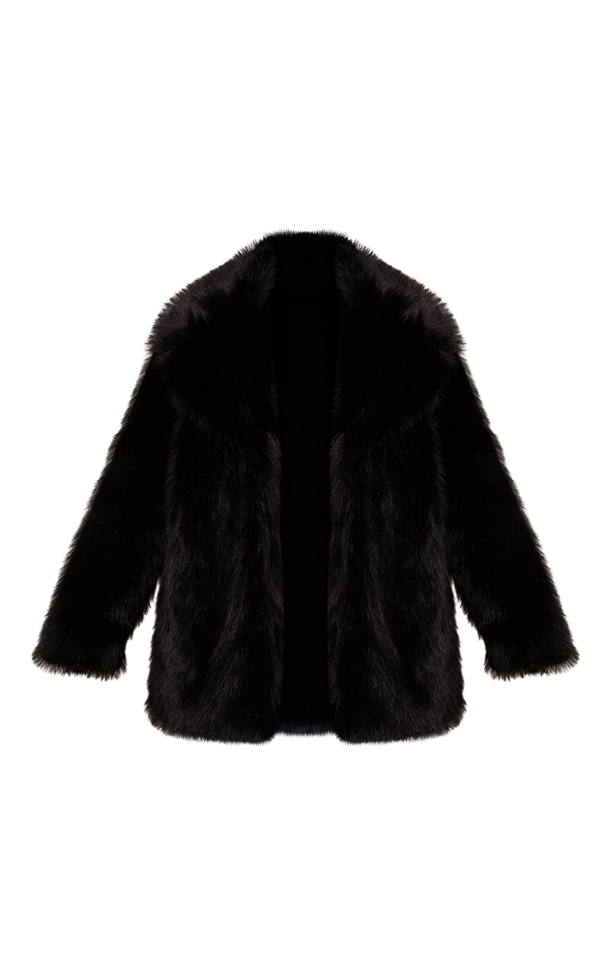 Plus Black Oversized Midi Faux Fur Coat image 5