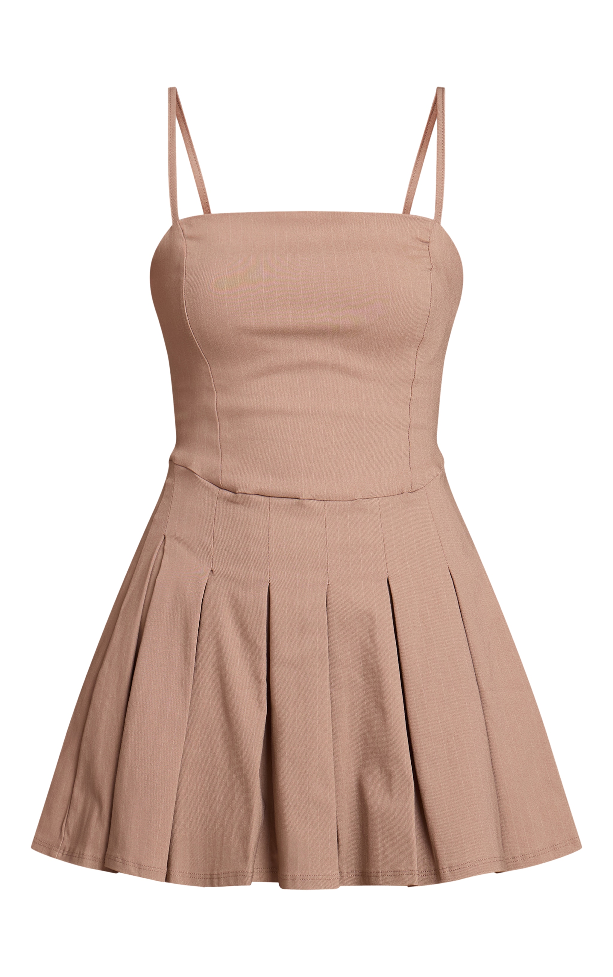 Stone Pinstripe Stretch Woven Strappy Shift Dress image 5