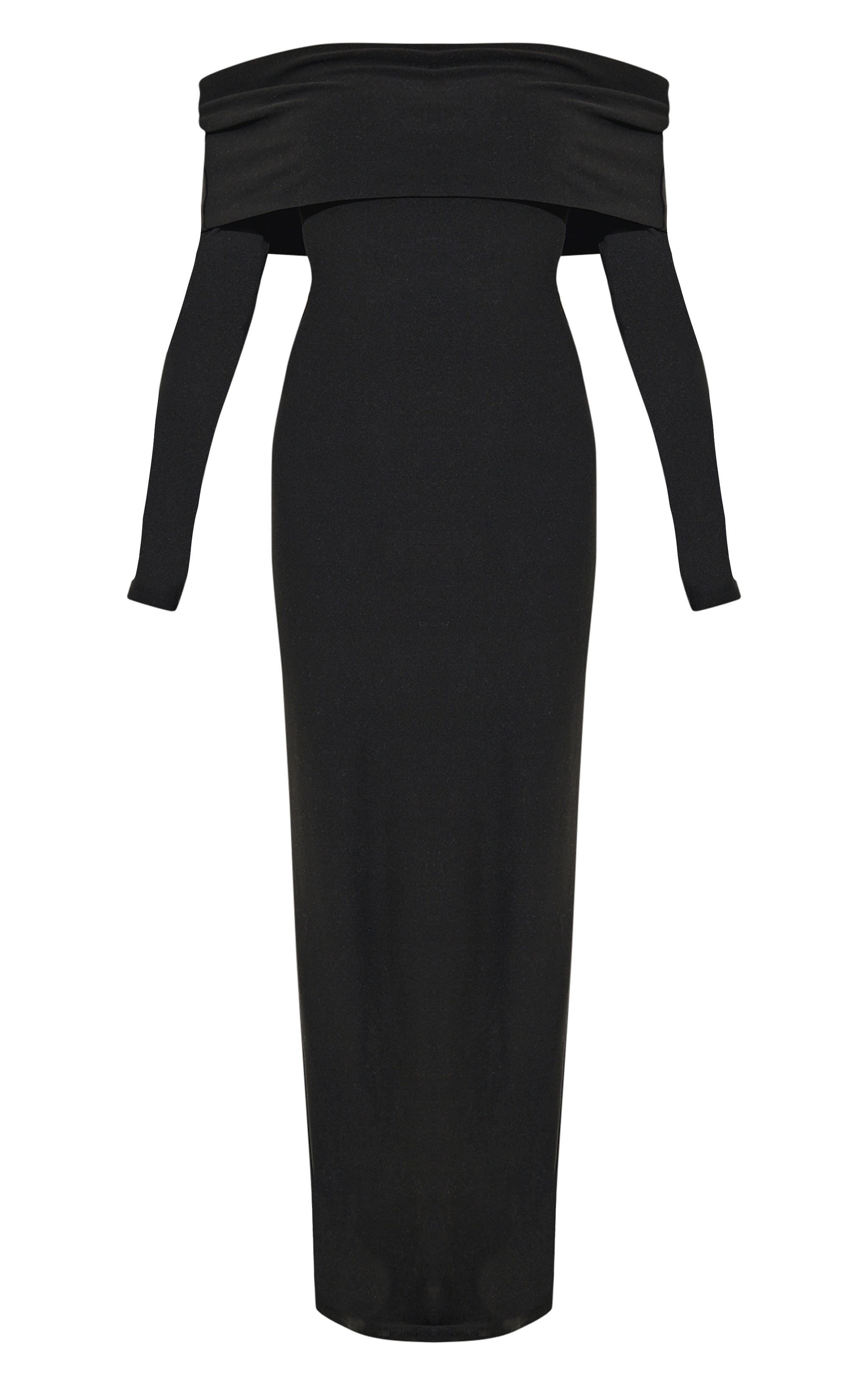 Black Soft Touch Bardot Long Sleeve Maxi Dress image 5