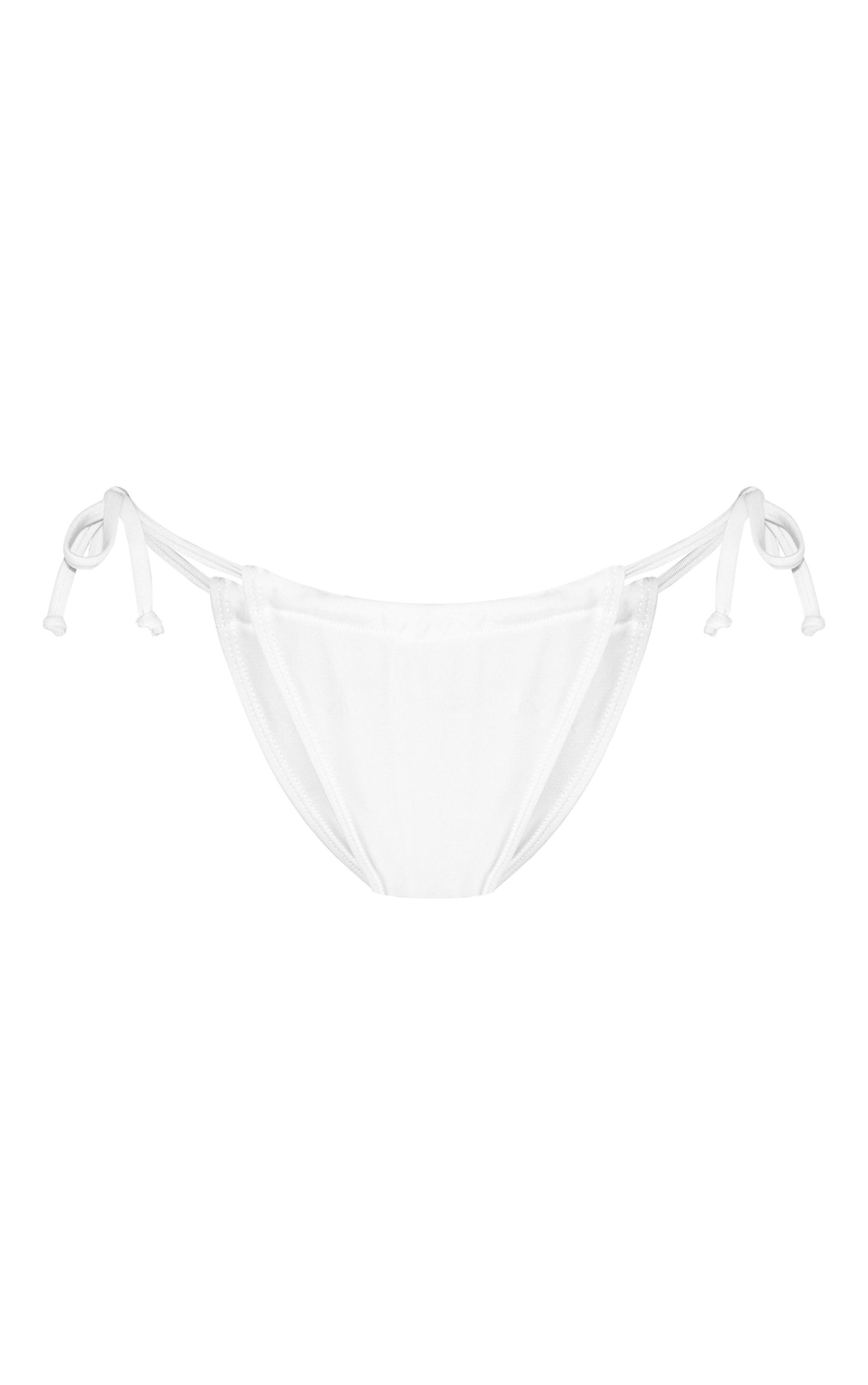 White Mix & Match Mini Ruched Tie Side Bikini Bottoms image 5