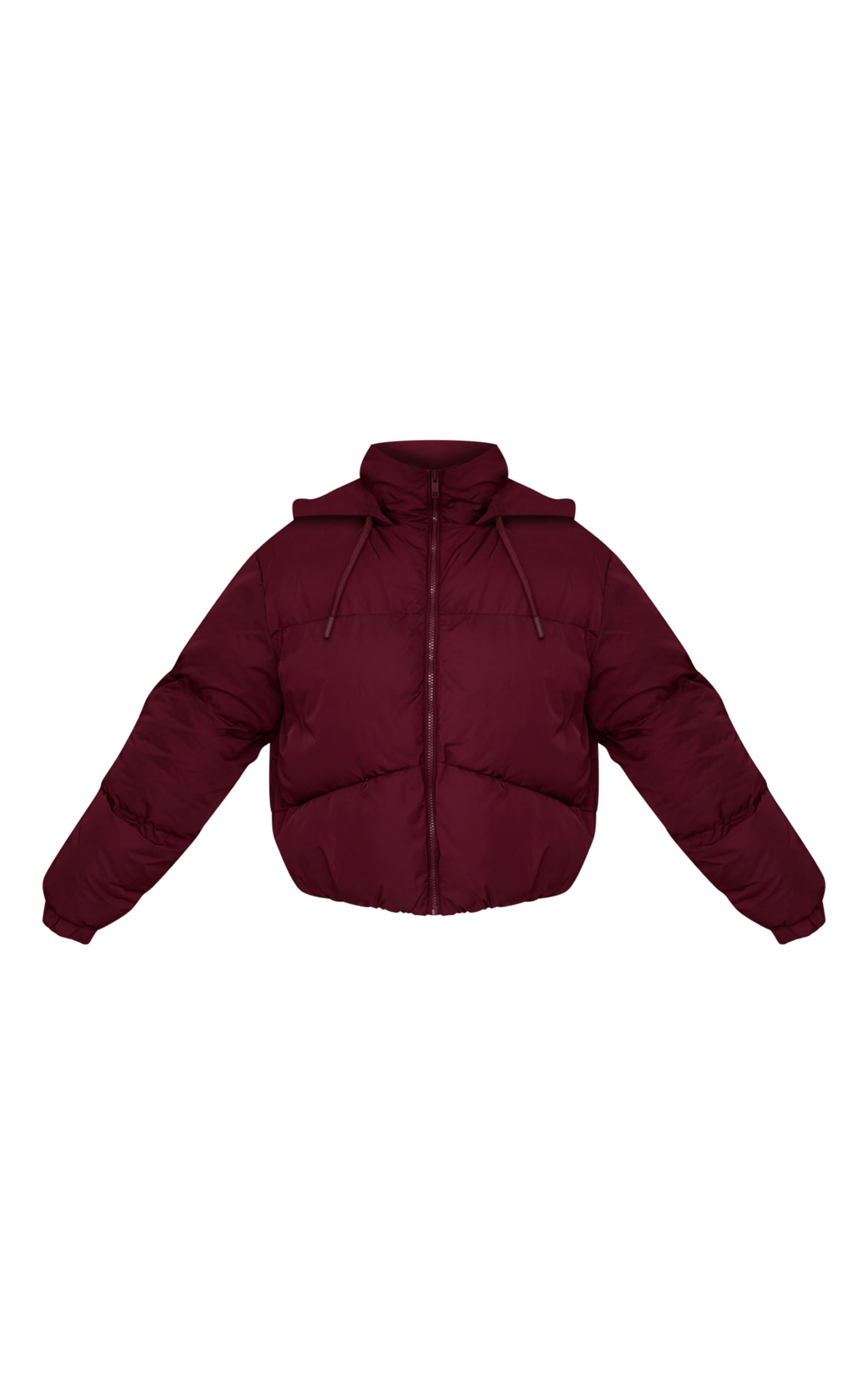 Burgundy Hooded Puffer Coat image 5