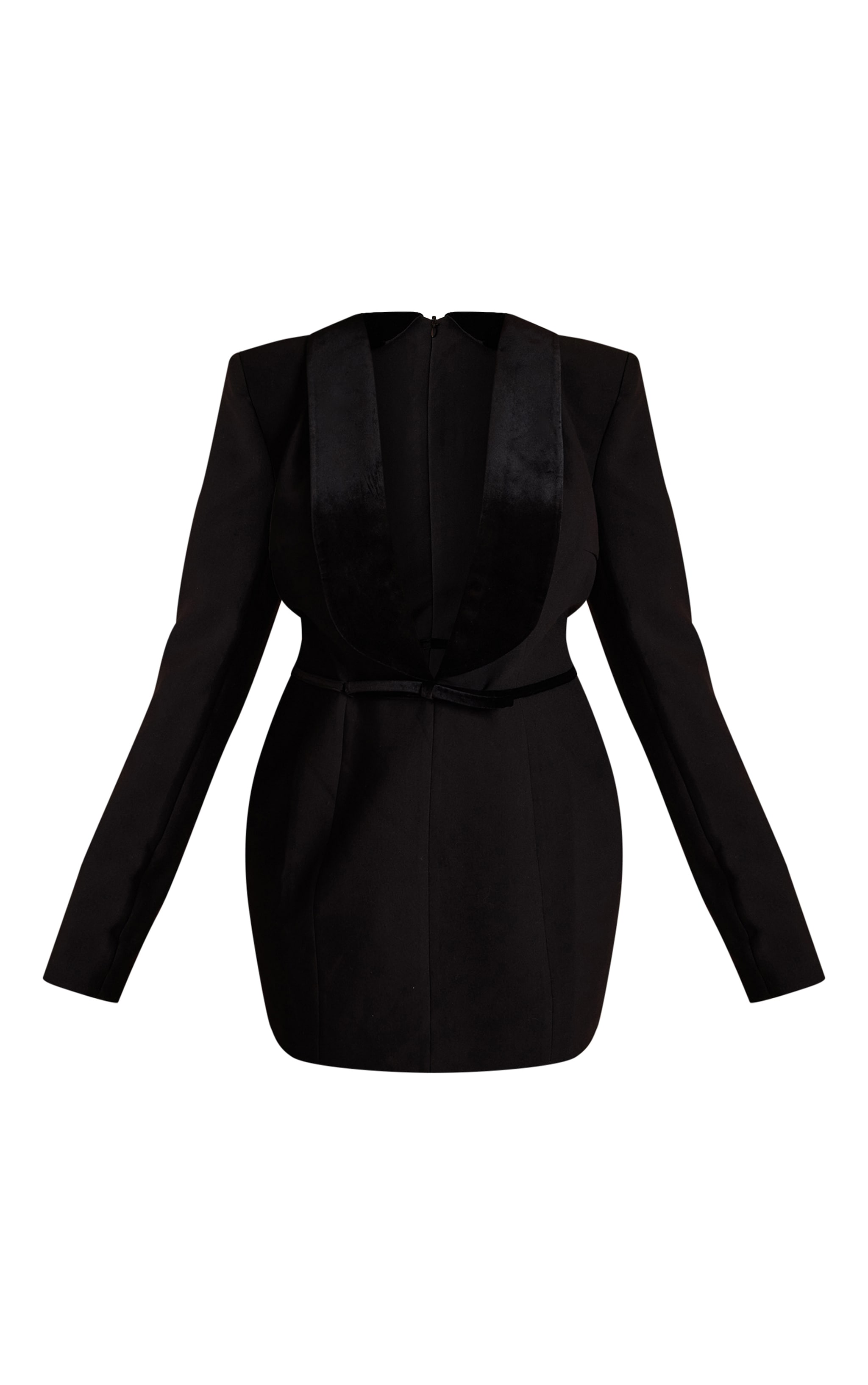 PLT Label Plus Black Velvet Lapel Bow Detail Blazer Dress image 5