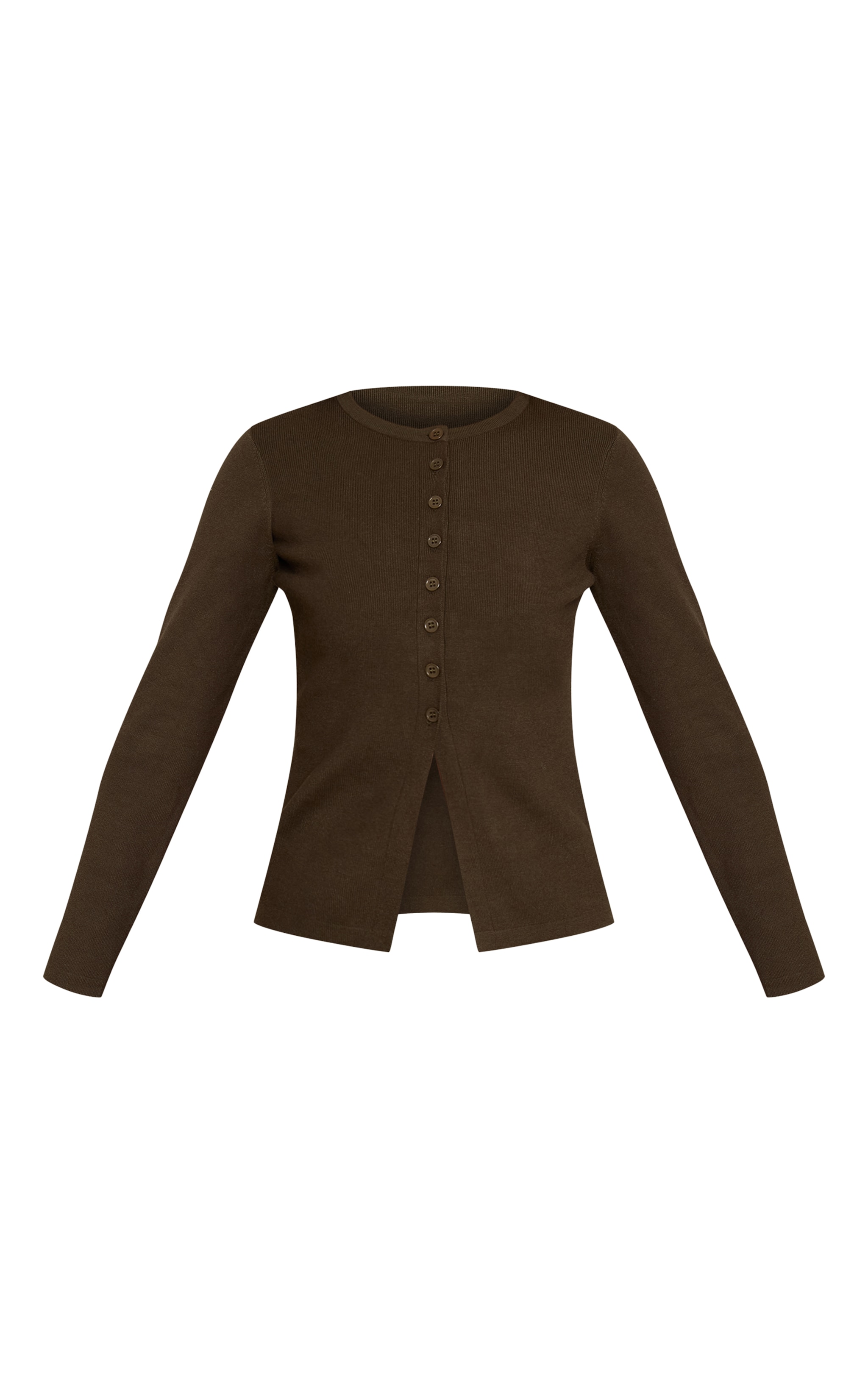 Khaki Rib Knitted Button Down Cardigan  image 5