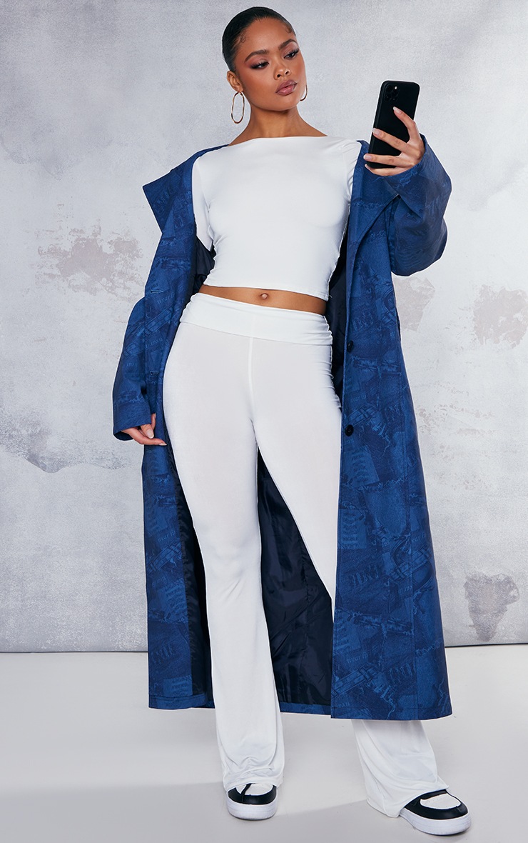 Cream Slinky Long Sleeve Open Back Top image 3