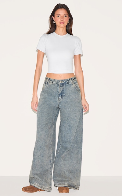 Jean baggy vintage à taille basse et coutures surjetées