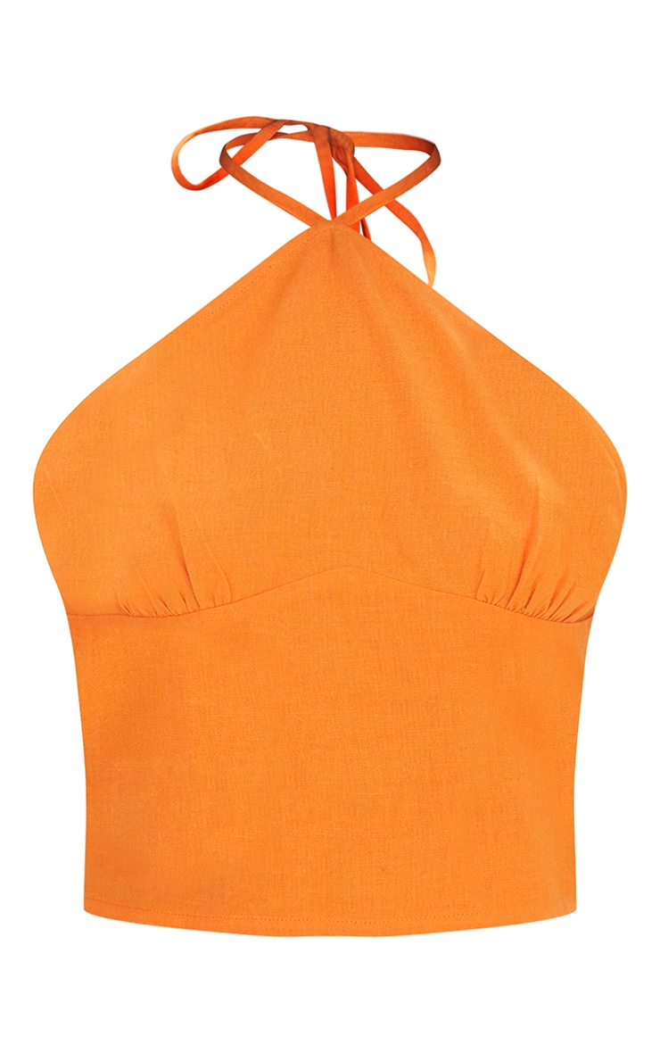 Crop top dos nu orange effet lin image 5