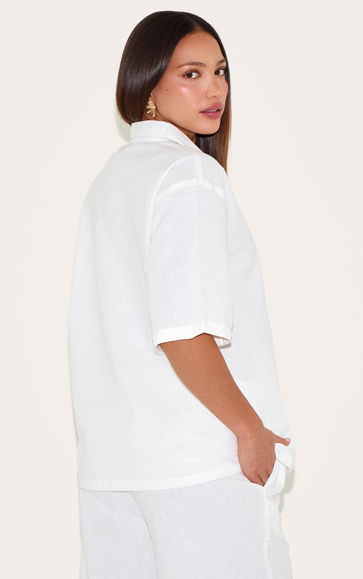 Tall White Linen Look Oversized Shirt image 2