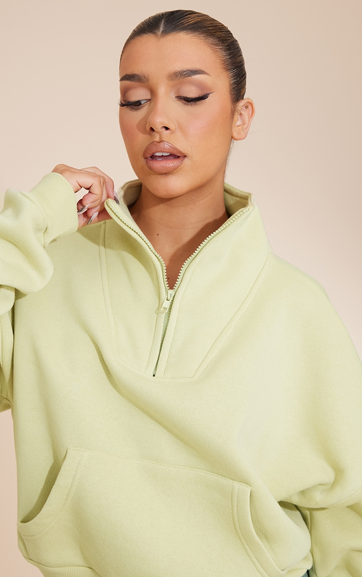 Sage Panel Pocket Detail Funnel Neck Sweater image 4