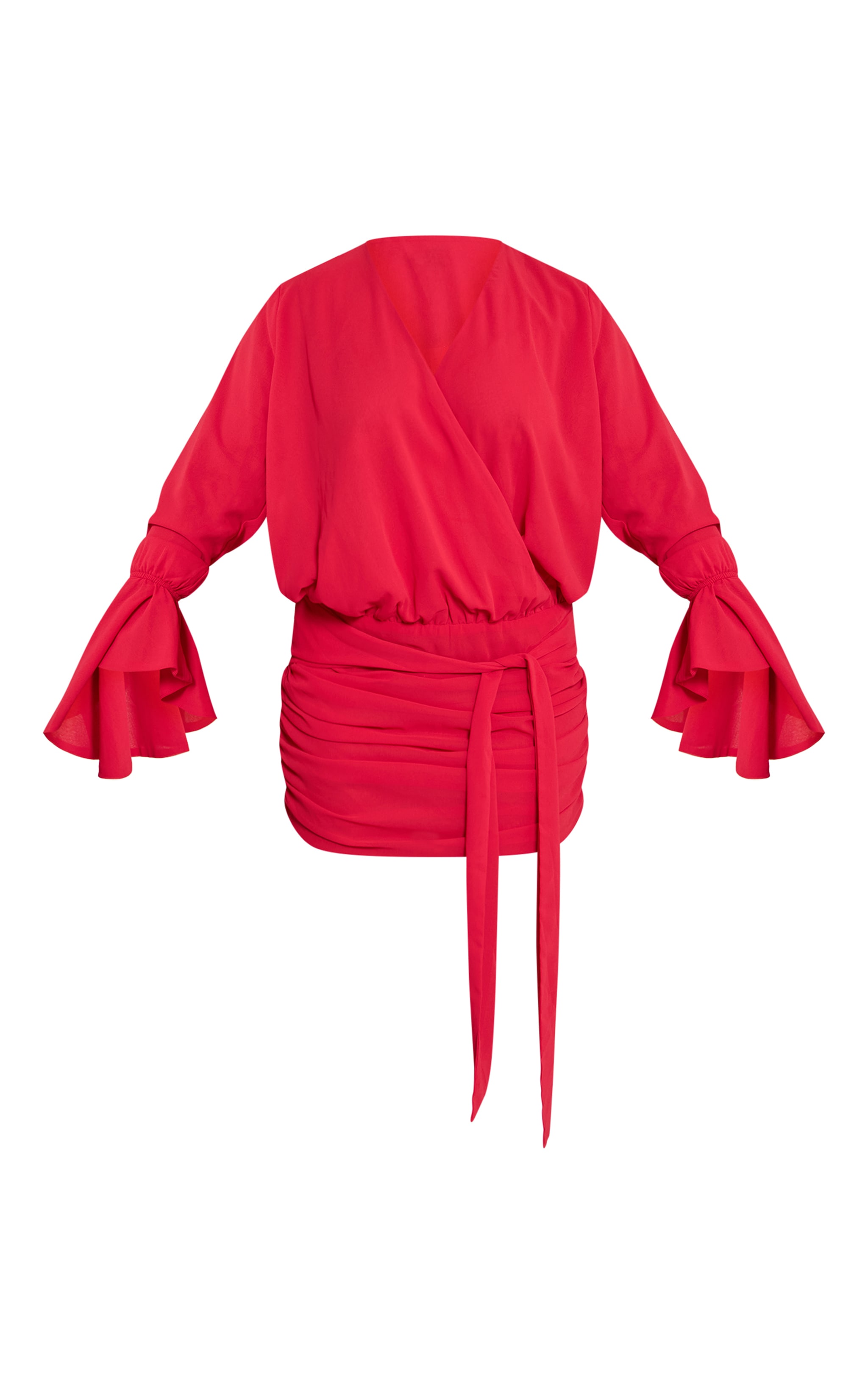 shape red Chiffon Exaggerated Sleeves mini dress image 5