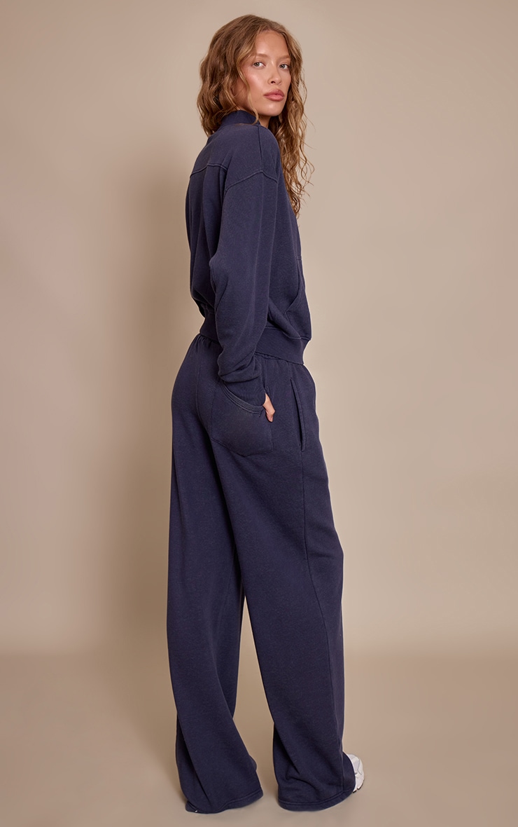 Navy Acid Wash Drawcord Cuff Sweatpant image 3