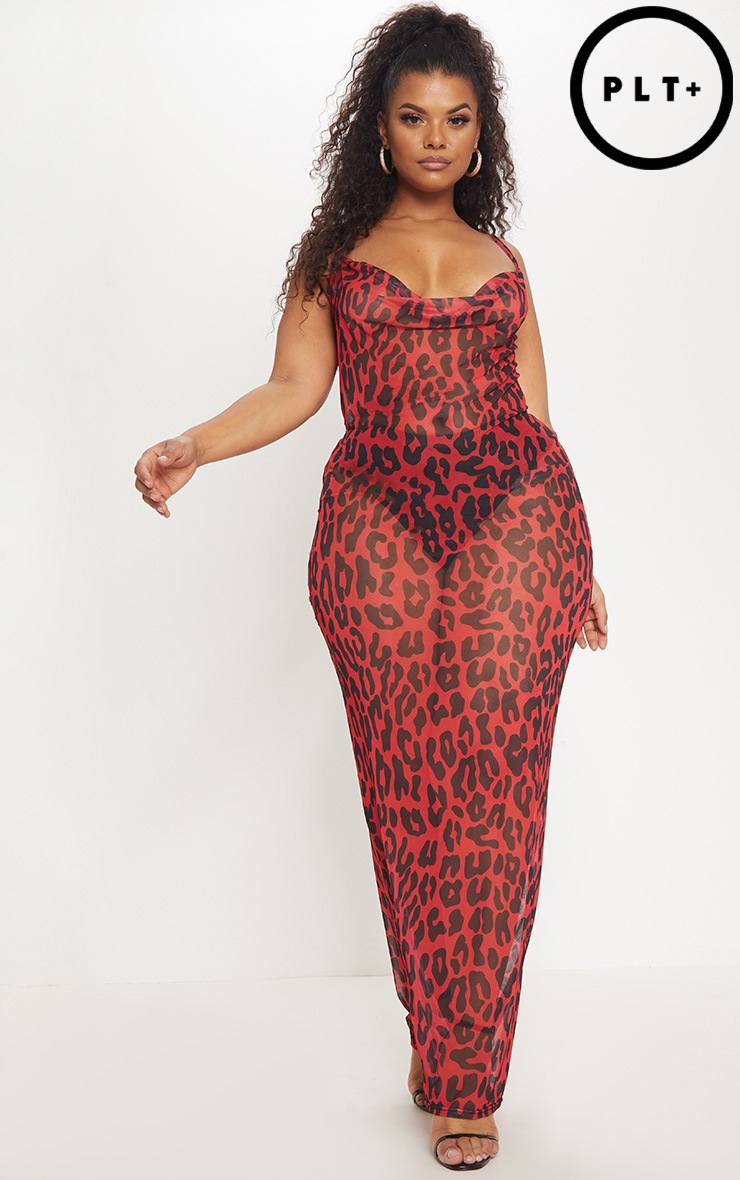 Red Leopard Print Dress