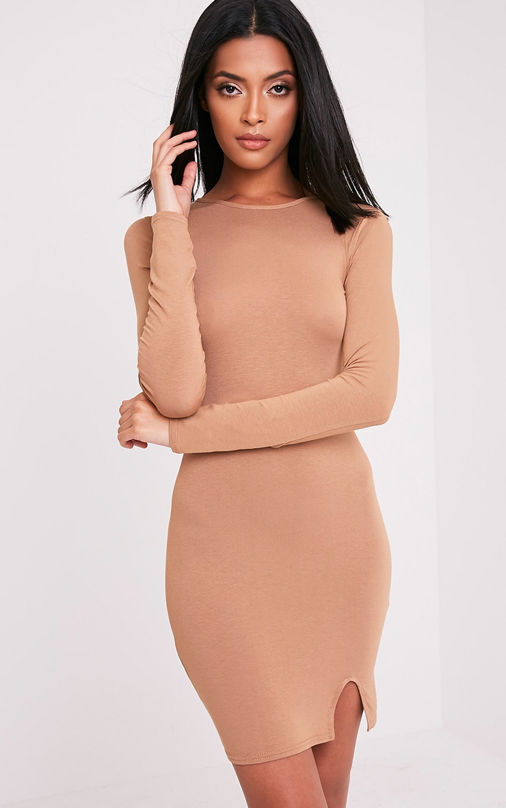 camel bodycon dress