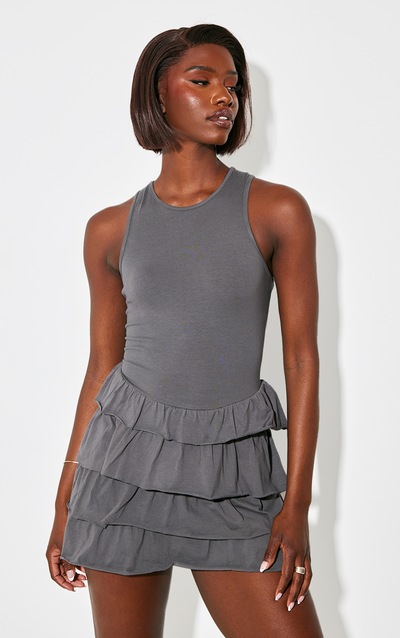 Tall Charcoal Frill Shift Dress