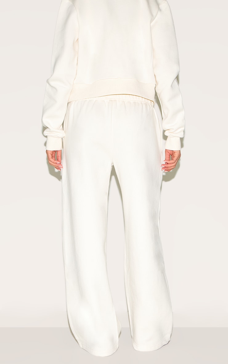 Cream Split Hem Wide Leg Sweatpants image 3