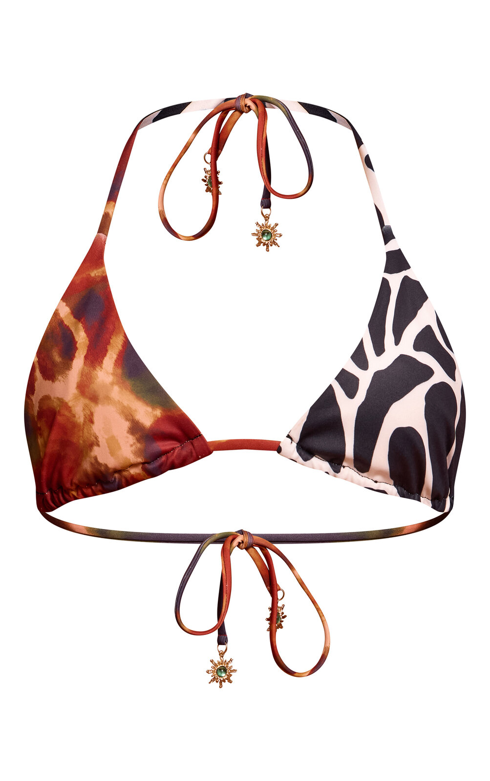 Haut de maillot de bain triangle multicolore imprimé varié à empiècement image 5