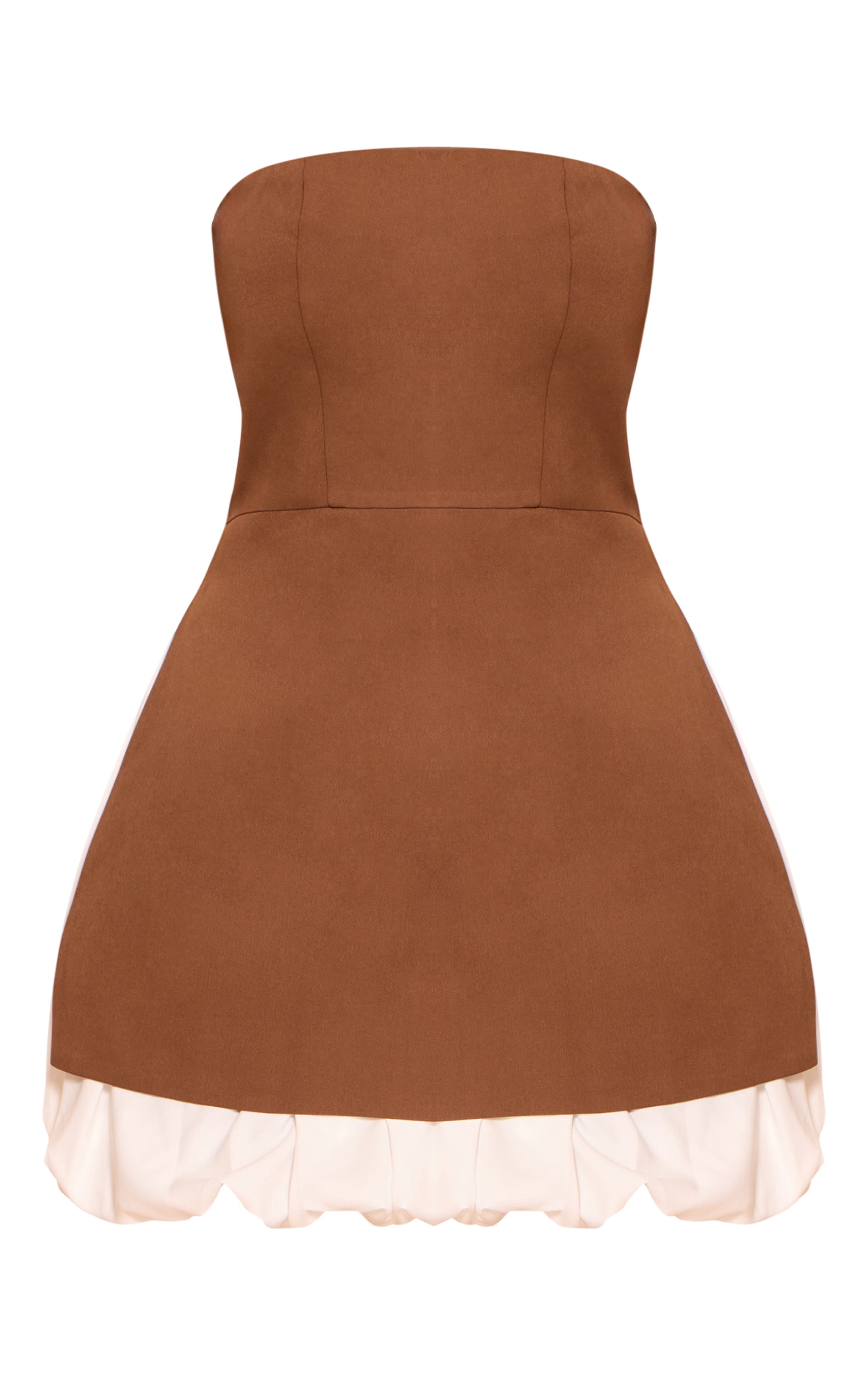 Chocolate Tailored Bandeau Puffball Hem Shift Dress image 5