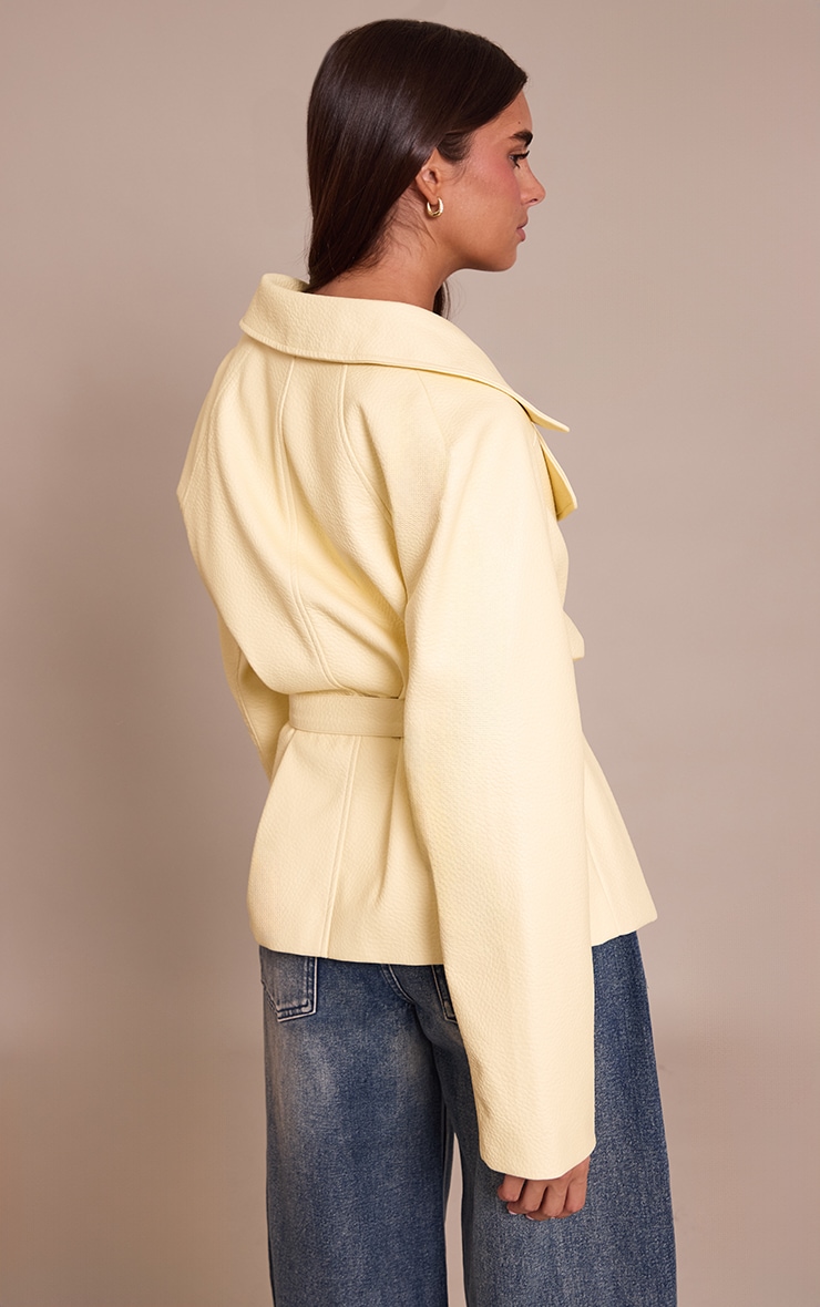 Buttercream PU Belted Jacket image 2
