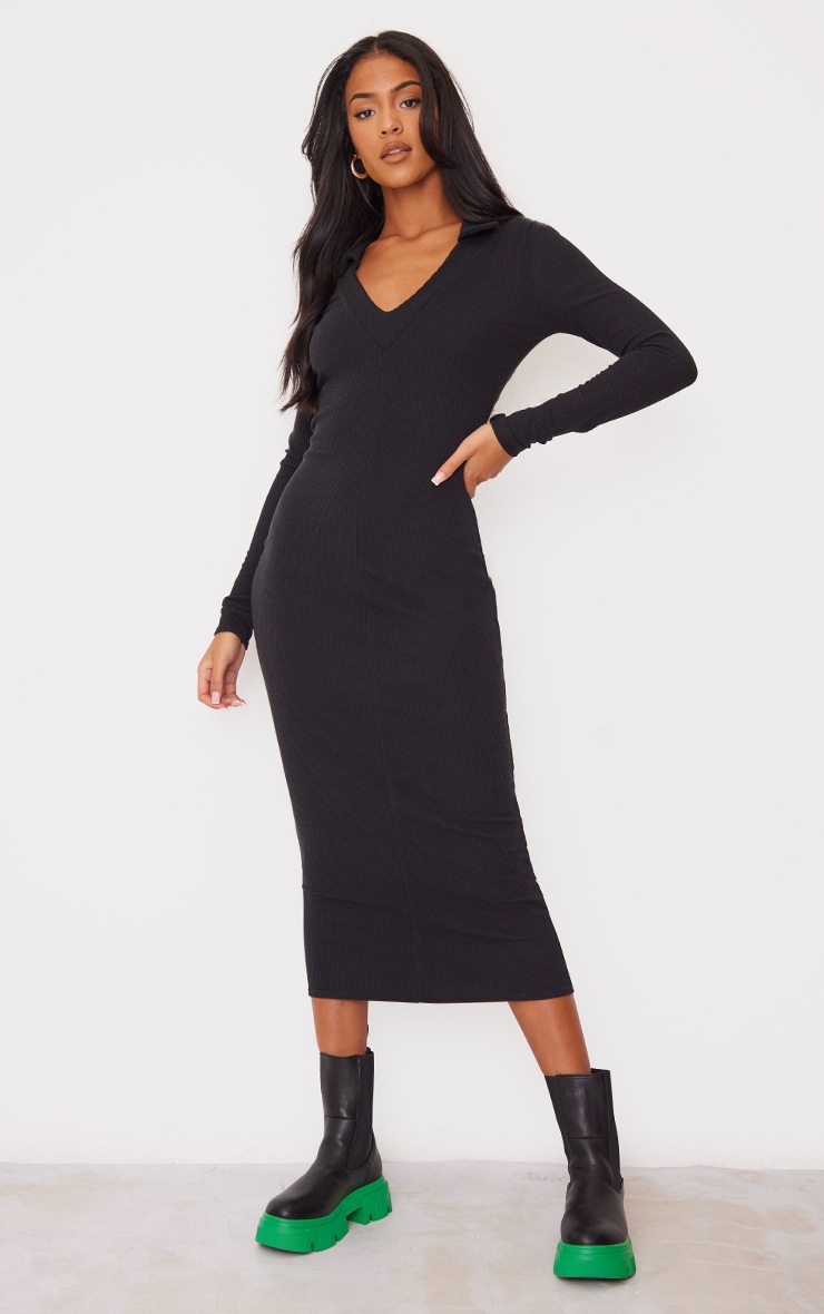 midi dress and chunky boots