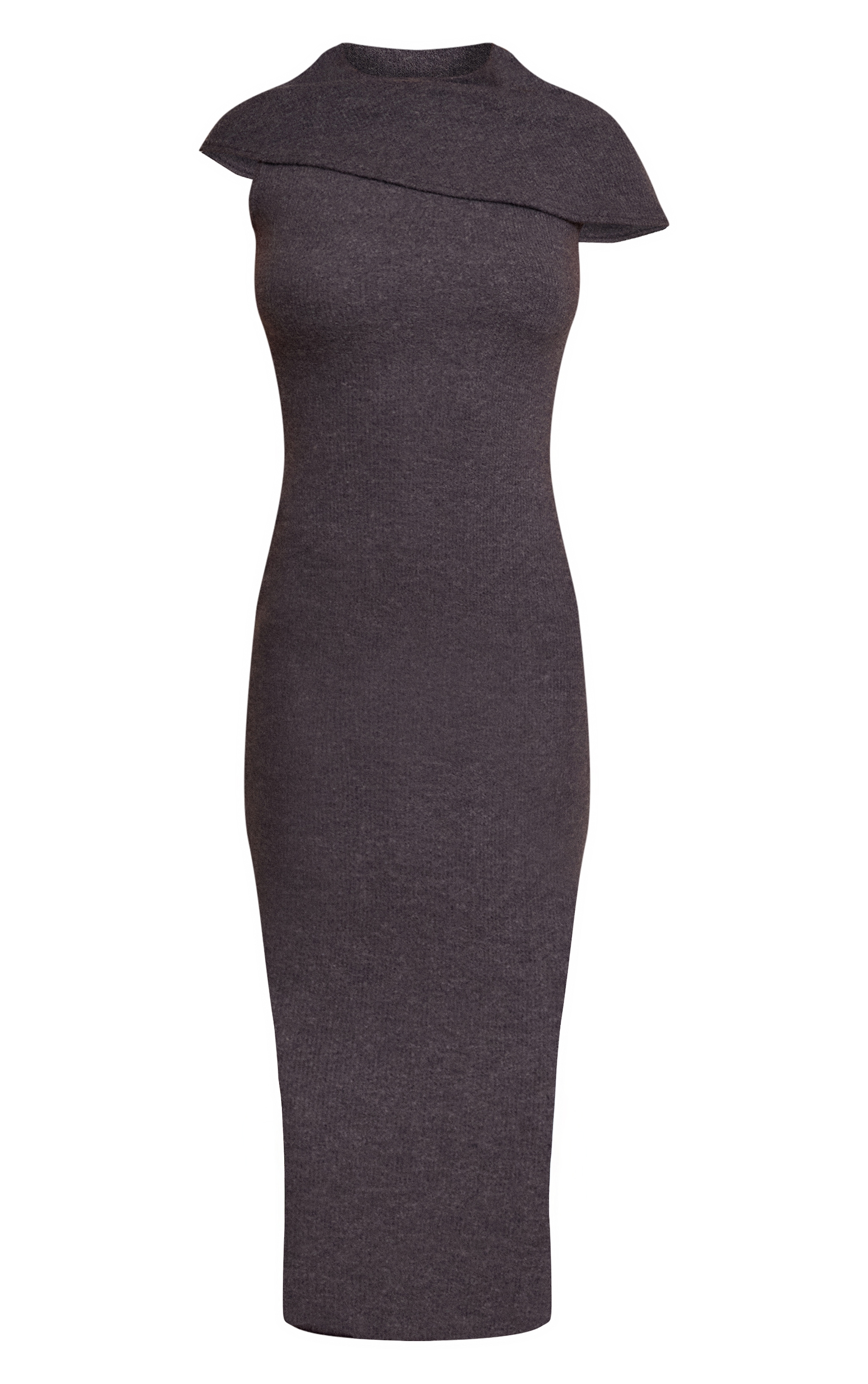 Charcoal Ruched Neck Sleeveless Maxi Dress image 5