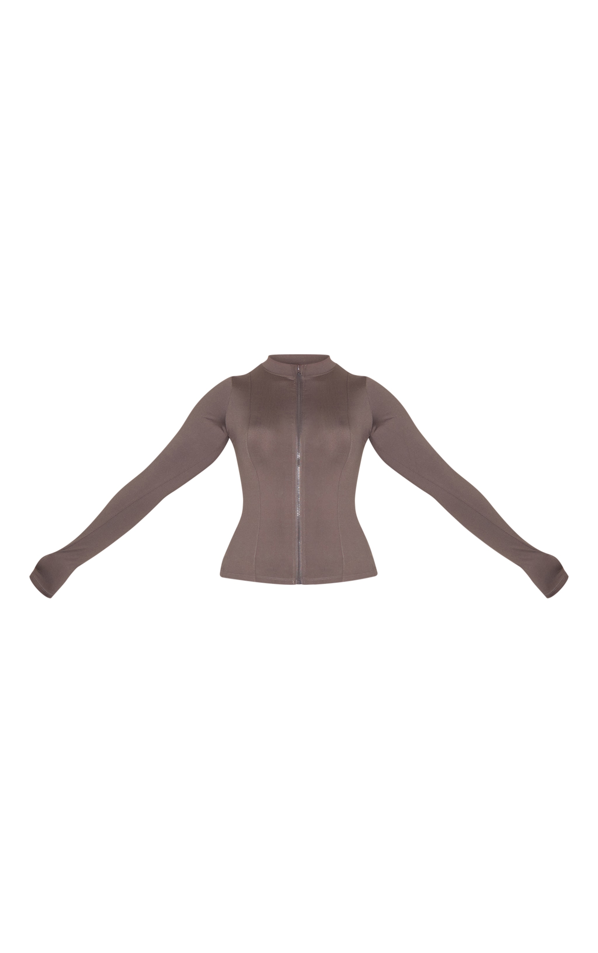Shape Charcoal Sculpt Zip Front Long Sleeve Top image 5