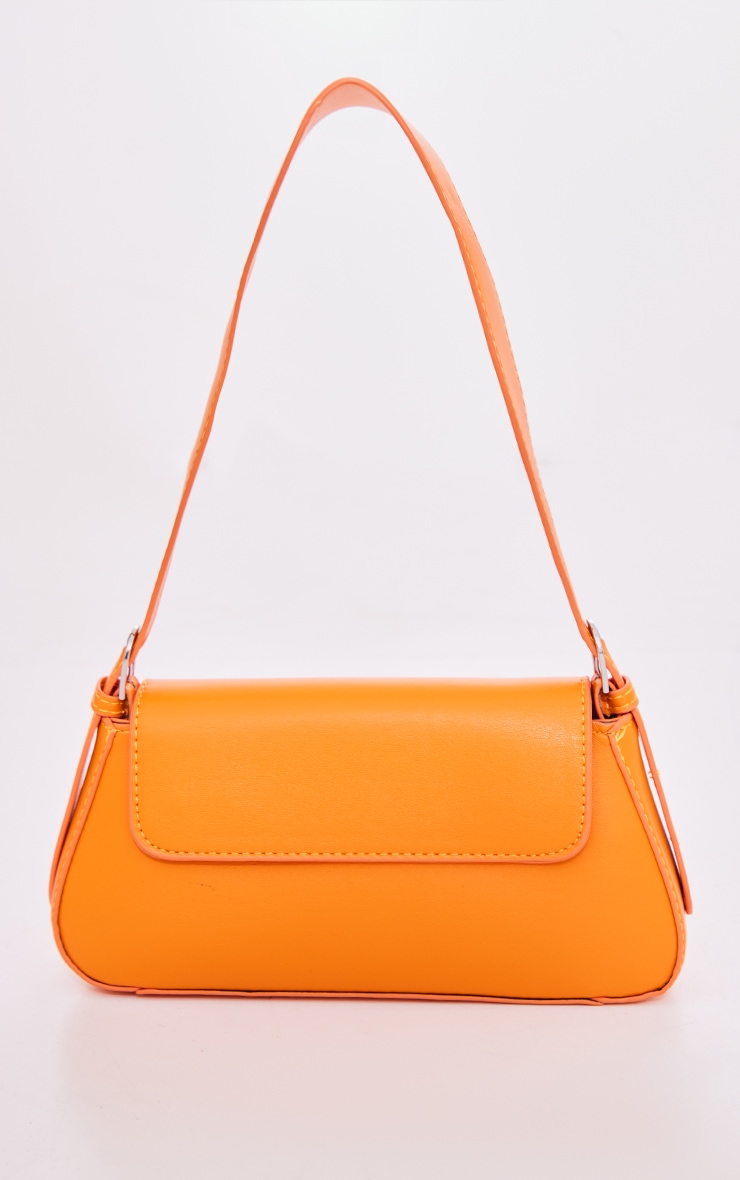 Orange PU Trapeze Shoulder Bag image 2