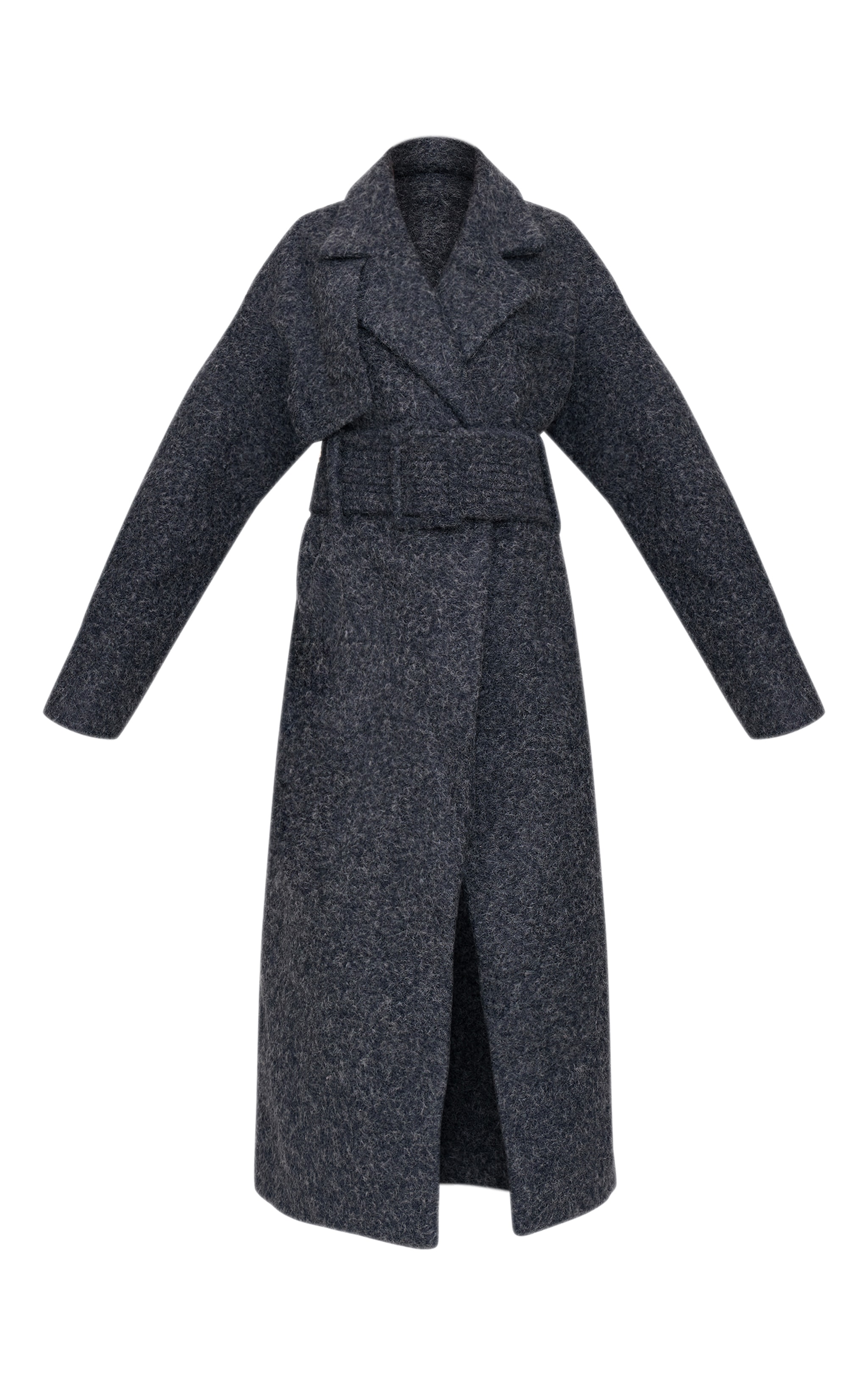 Dark Grey Wool Look Belted Maxi Coat | Outerwear