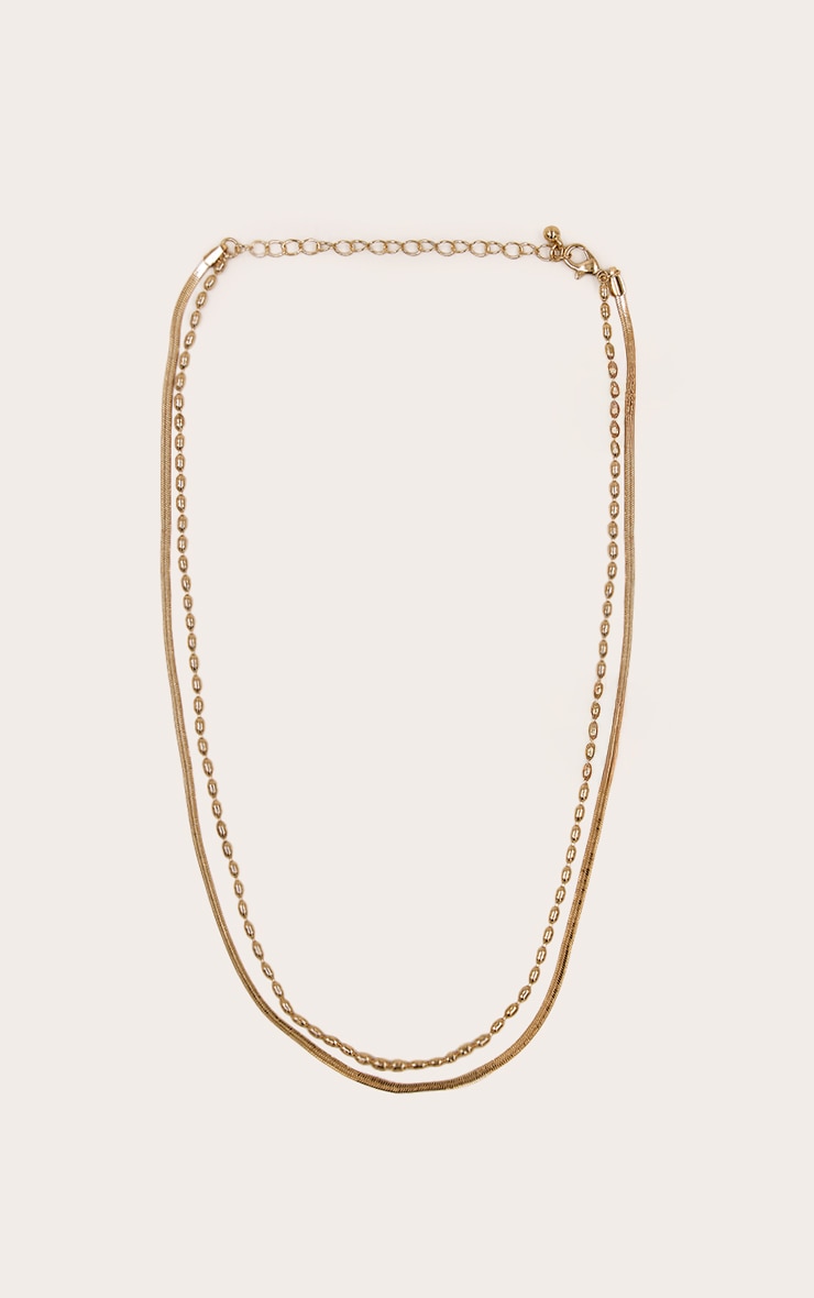 Gold Ball Chain Snake Layered Necklace image 2