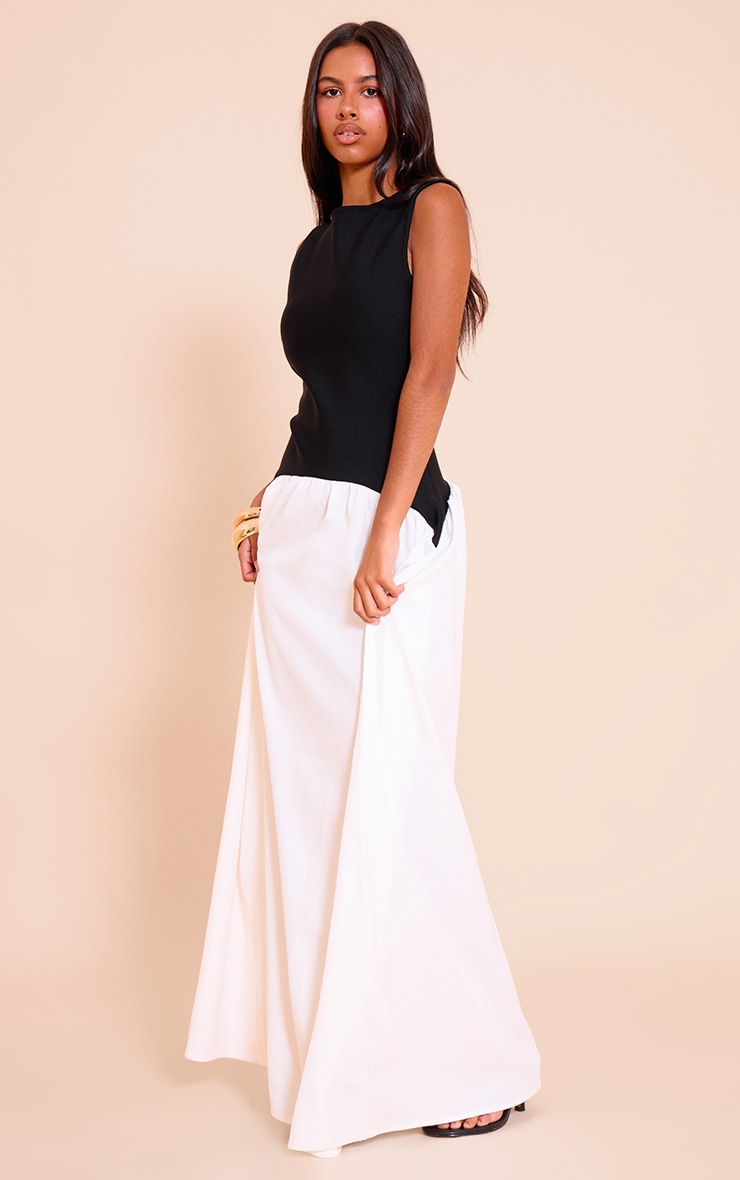 Petite Robe longue ajustée noire sans manches à taille tombante image 3