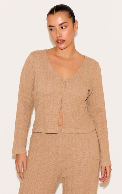 Plus Stone Textured Long Sleeve Top