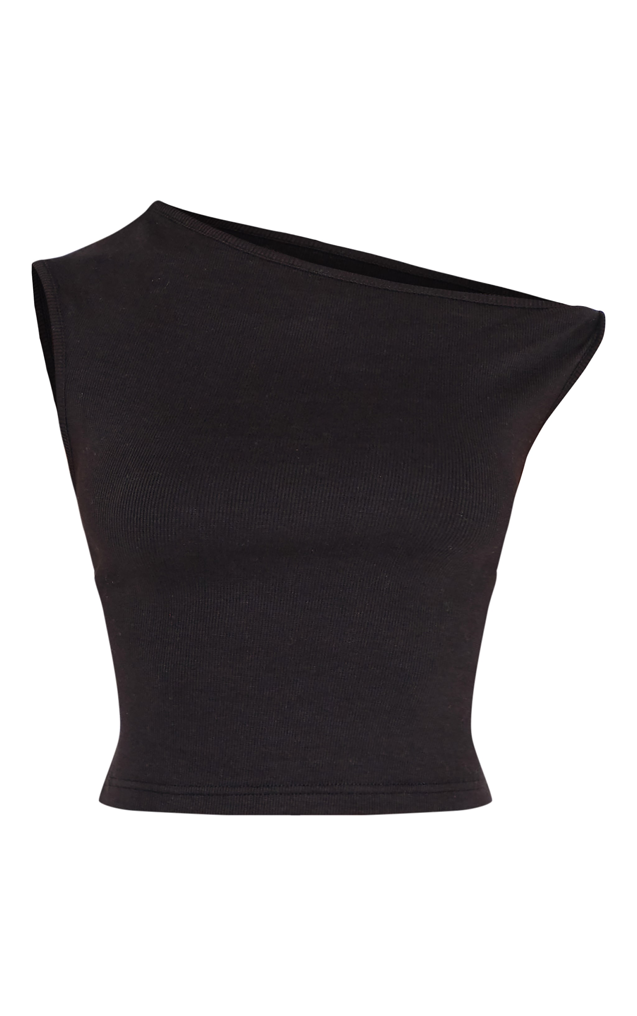 Petite Black Ribbed Twist Detail Top image 5