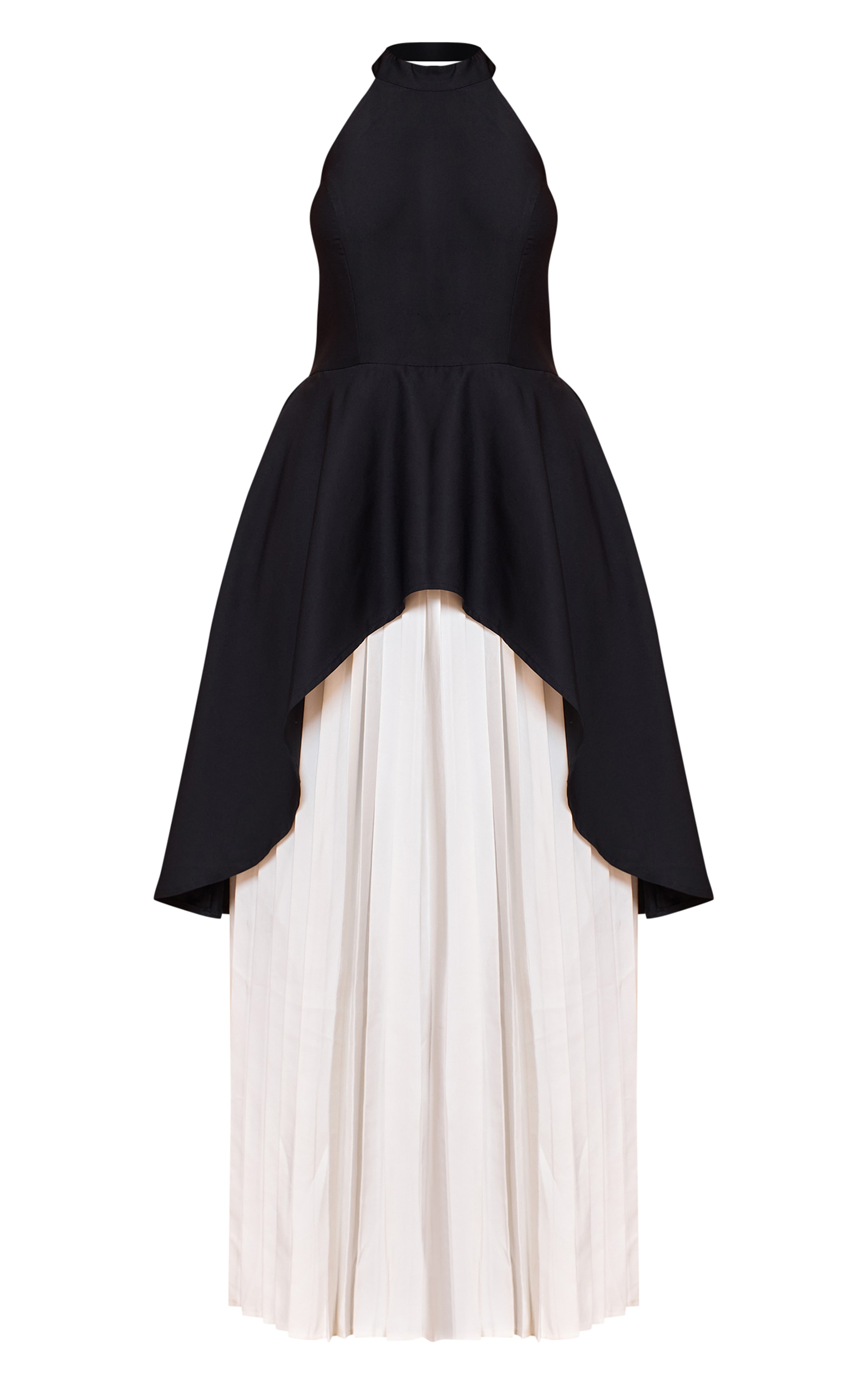 Shape Black High Neck Waterfall Contrast Pleat Maxi Dress image 5