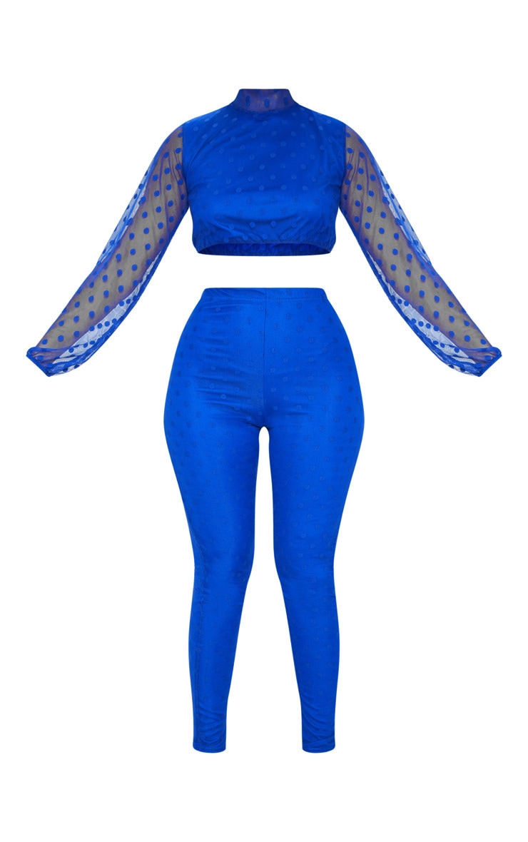 Cobalt Polka Dot Mesh Top & Set Pants image 3