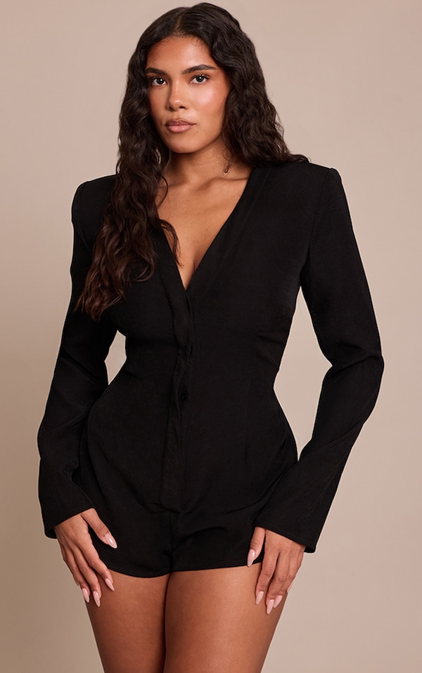 Shape Combishort tissé noir à épaulettes