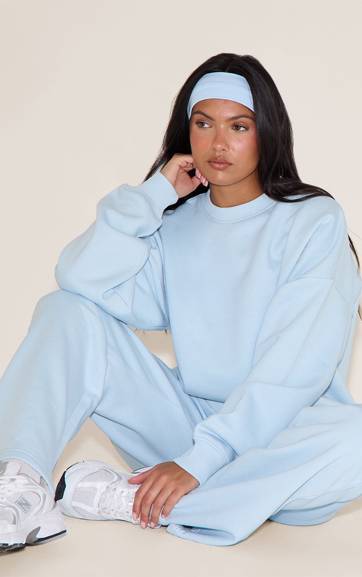 Baby Blue Oversized Sweat Tracksuit Set image 1