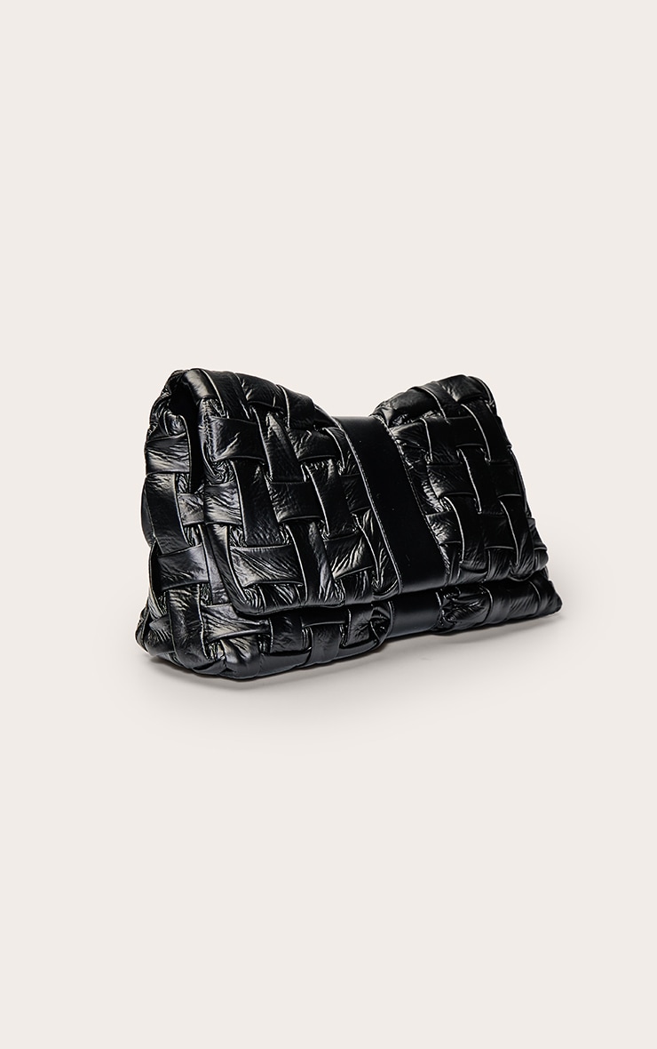 Pochette noire à rabat en tissage croisé image 3