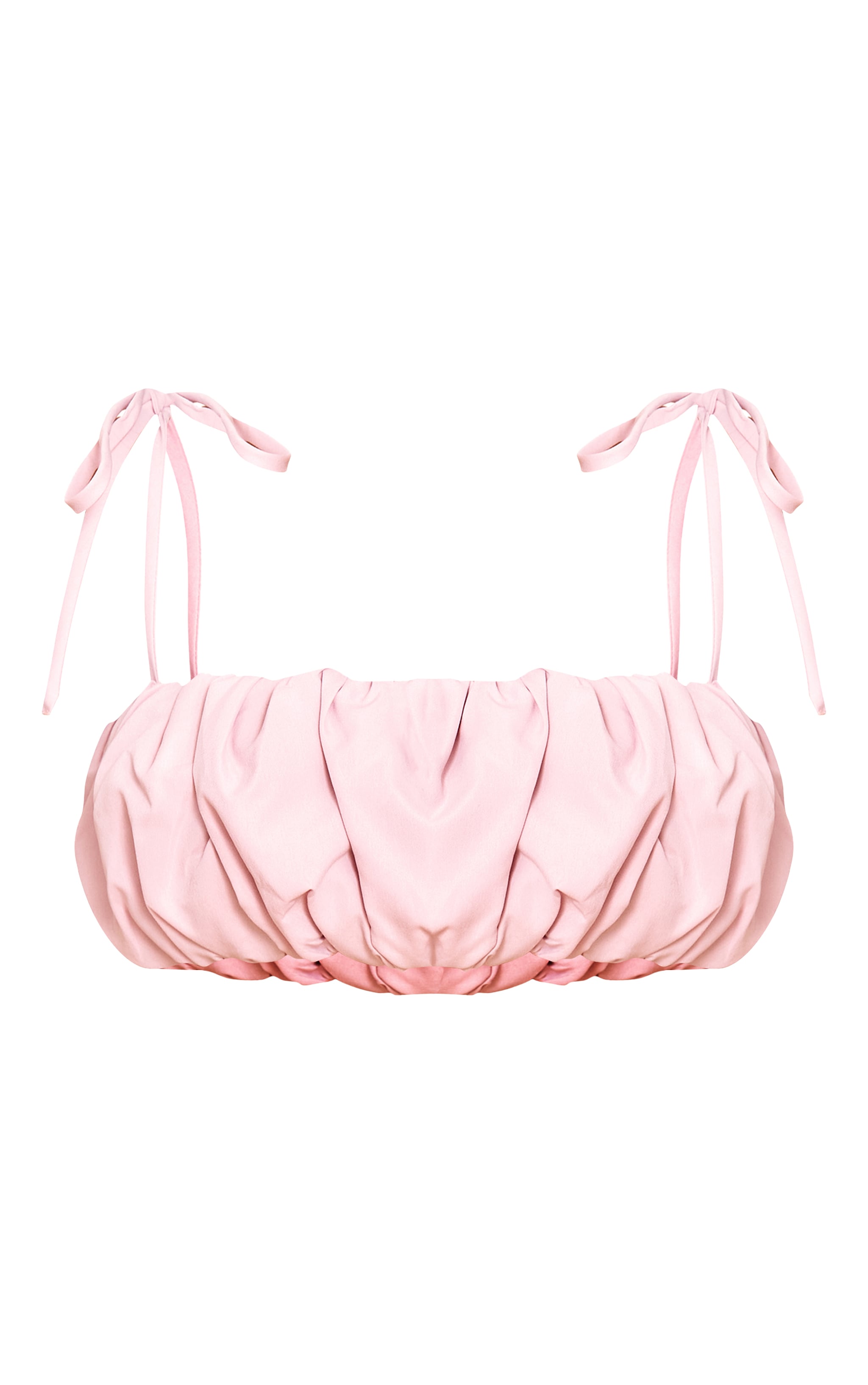 Petite Blush Ruched Bandeau Tie Top image 5