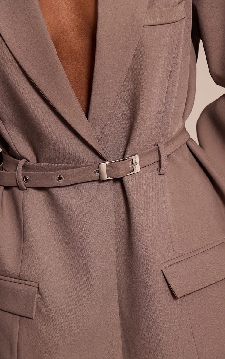 Robe blazer de tailleur tissée gris champignon image 4