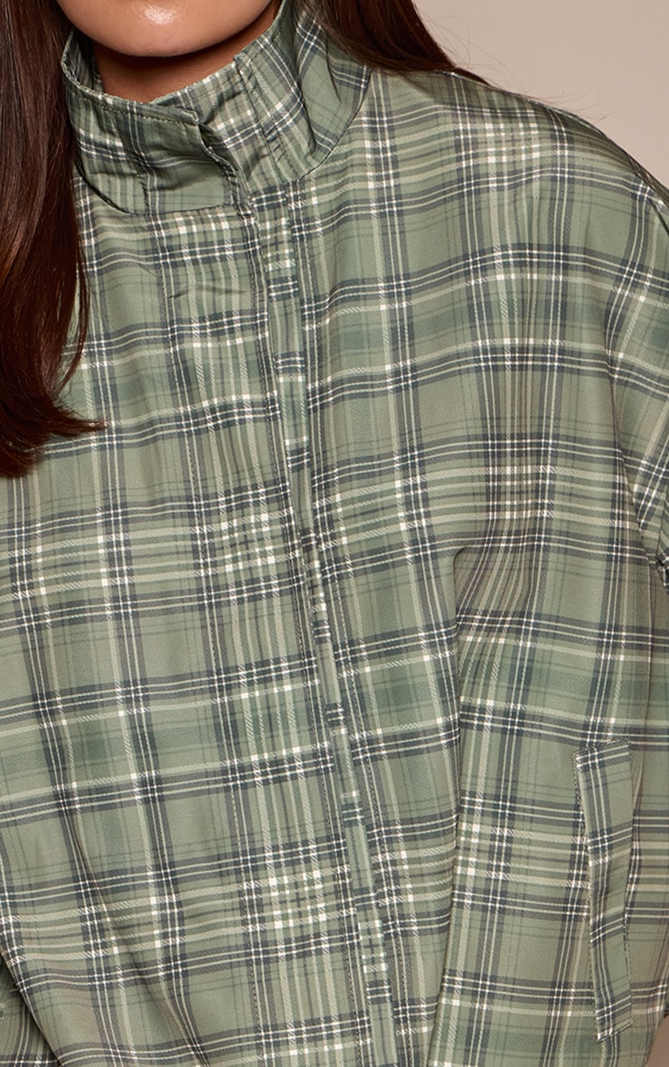 Khaki Checkered Button Up Windbreaker image 4