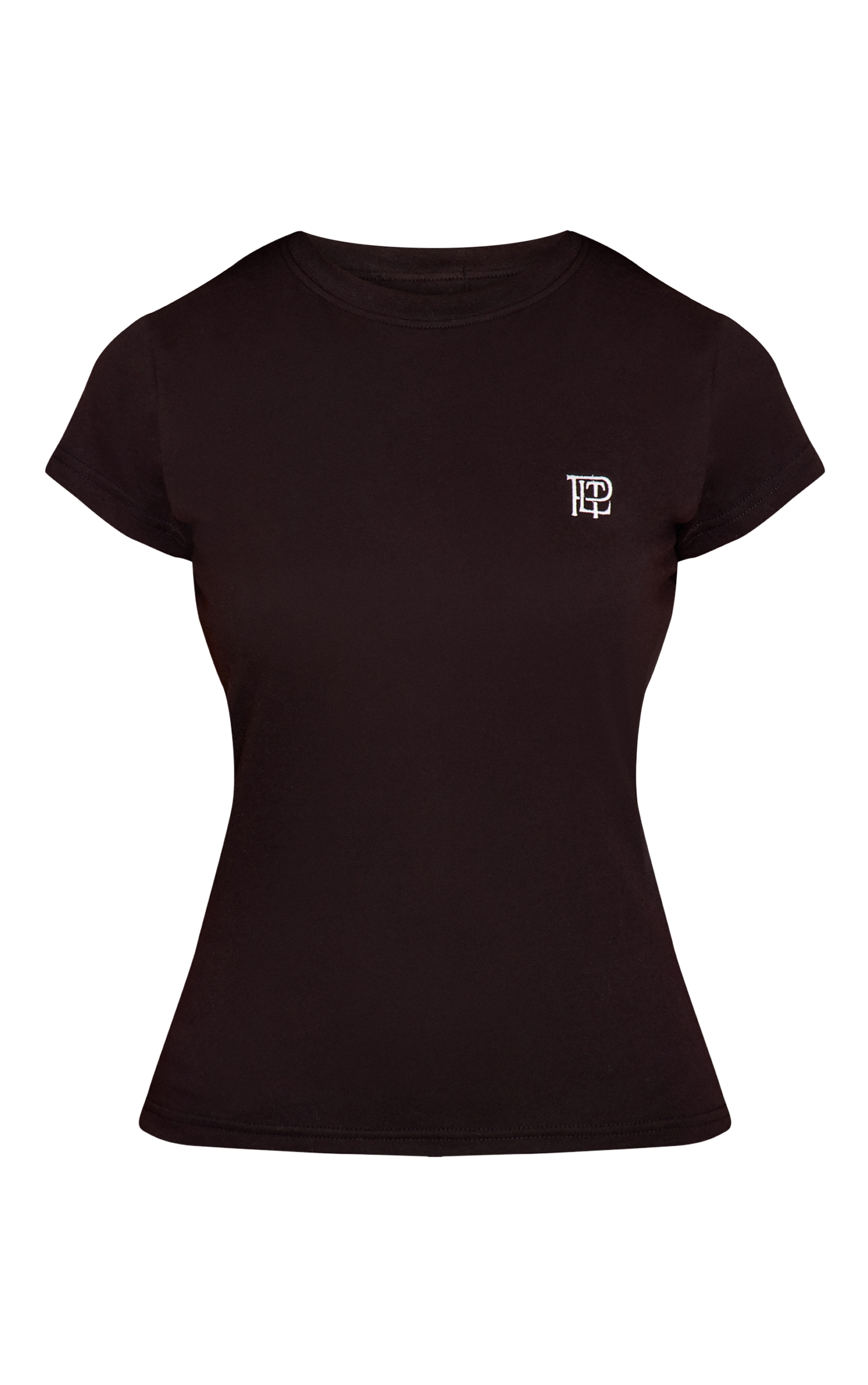 Black Fitted Embroidered T-Shirt image 5