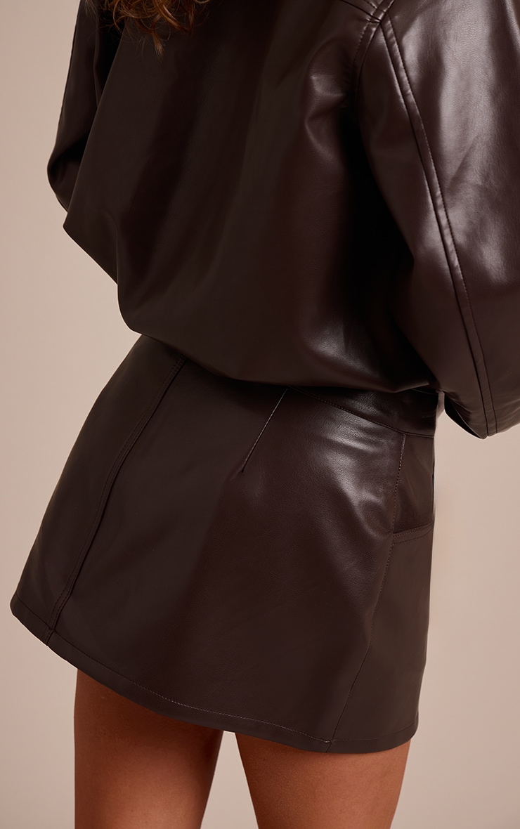 Chocolate Mini Skirt Faux Leather image 3