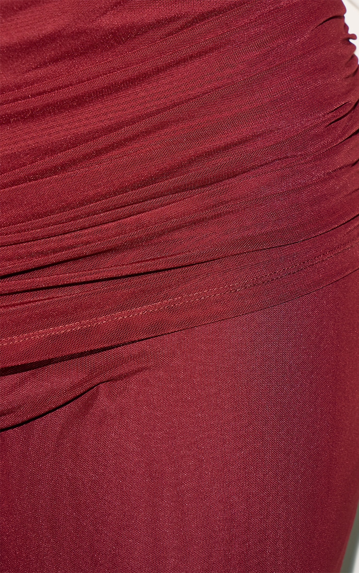 Pantalon Évasé Grande Taille, Couleur Vin, en Mesh avec Revers image 4